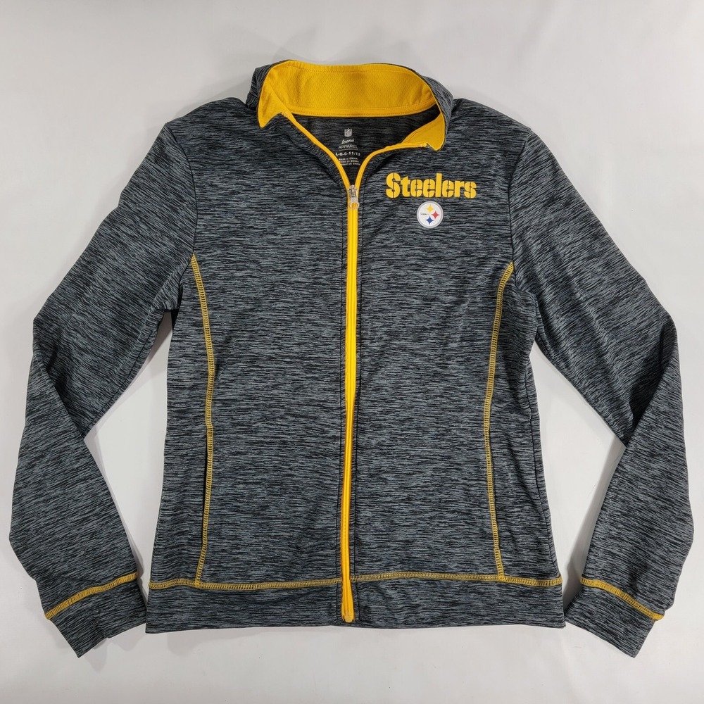 Pittsburgh Steelers Jacket NFL Teen Apparel Youth Girls Sz L Full Zip‎ Track EUC